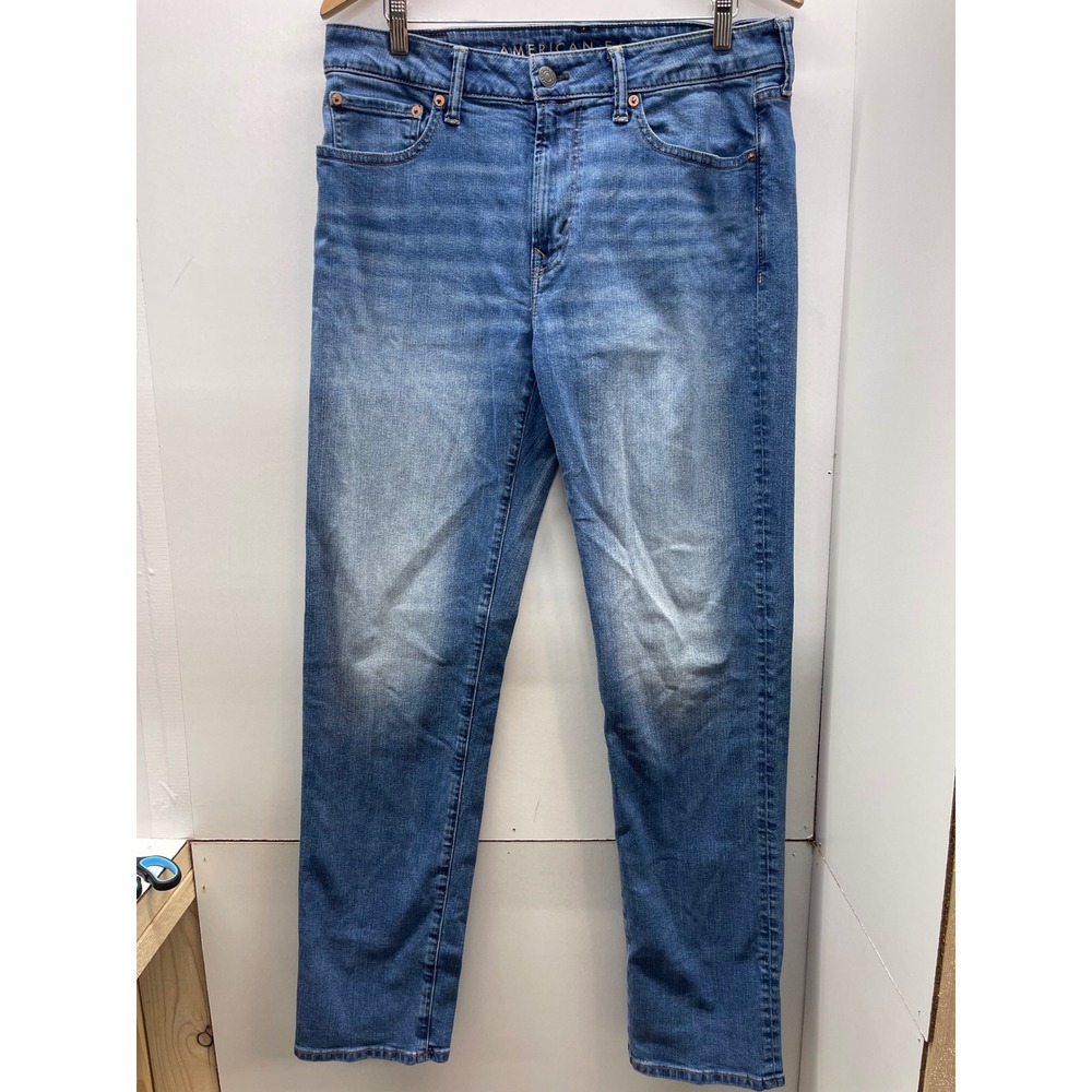 American Eagle Original Straight Airflex+ Jeans Mens 34x34 Medium Wash Blue
